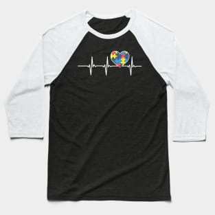 Autism Awareness Heart Shirt Autism Puzzle Heartbeat Baseball T-Shirt